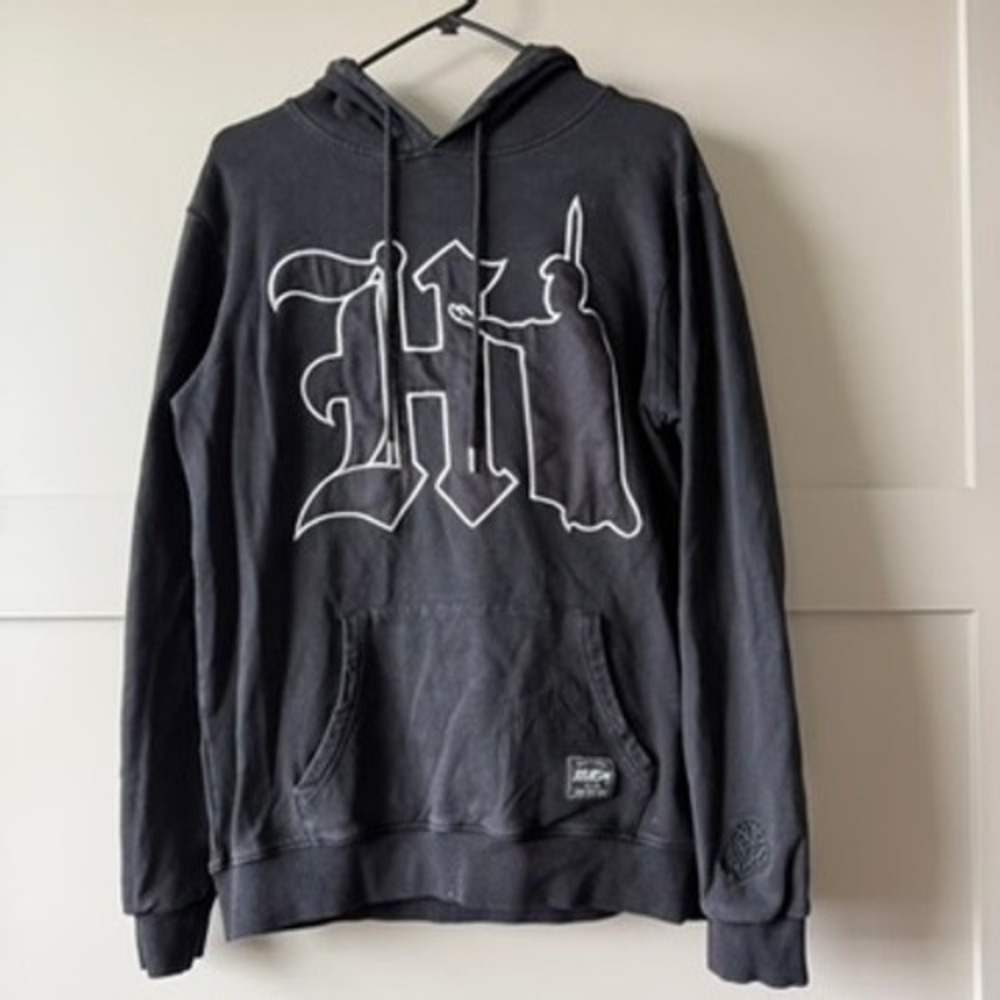 808AllDay Hoodie Mens Medium Black Hawaii King Kamehameha Embroidered Streetwear